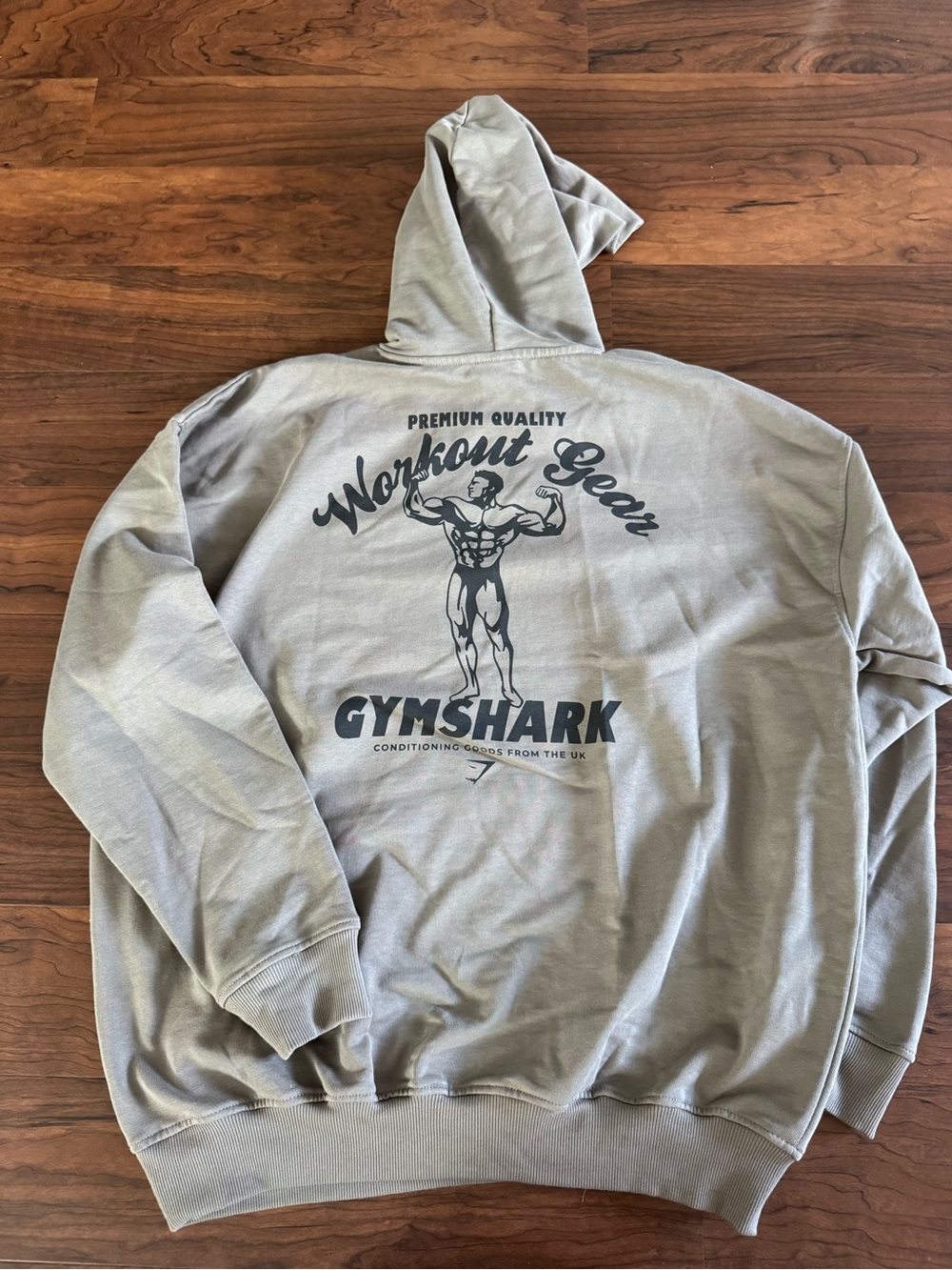 Gymshark Men's Hoodie in Light Gray with Bold Back Graphic